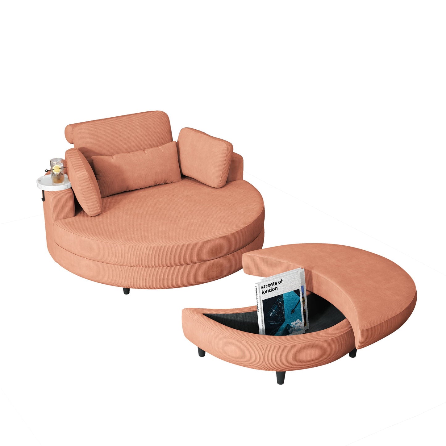 Sofa With Two Throw Pillows And A Waist Pillow With An Extra Tray For Comfortable Seating In Small Apartment Bedrooms