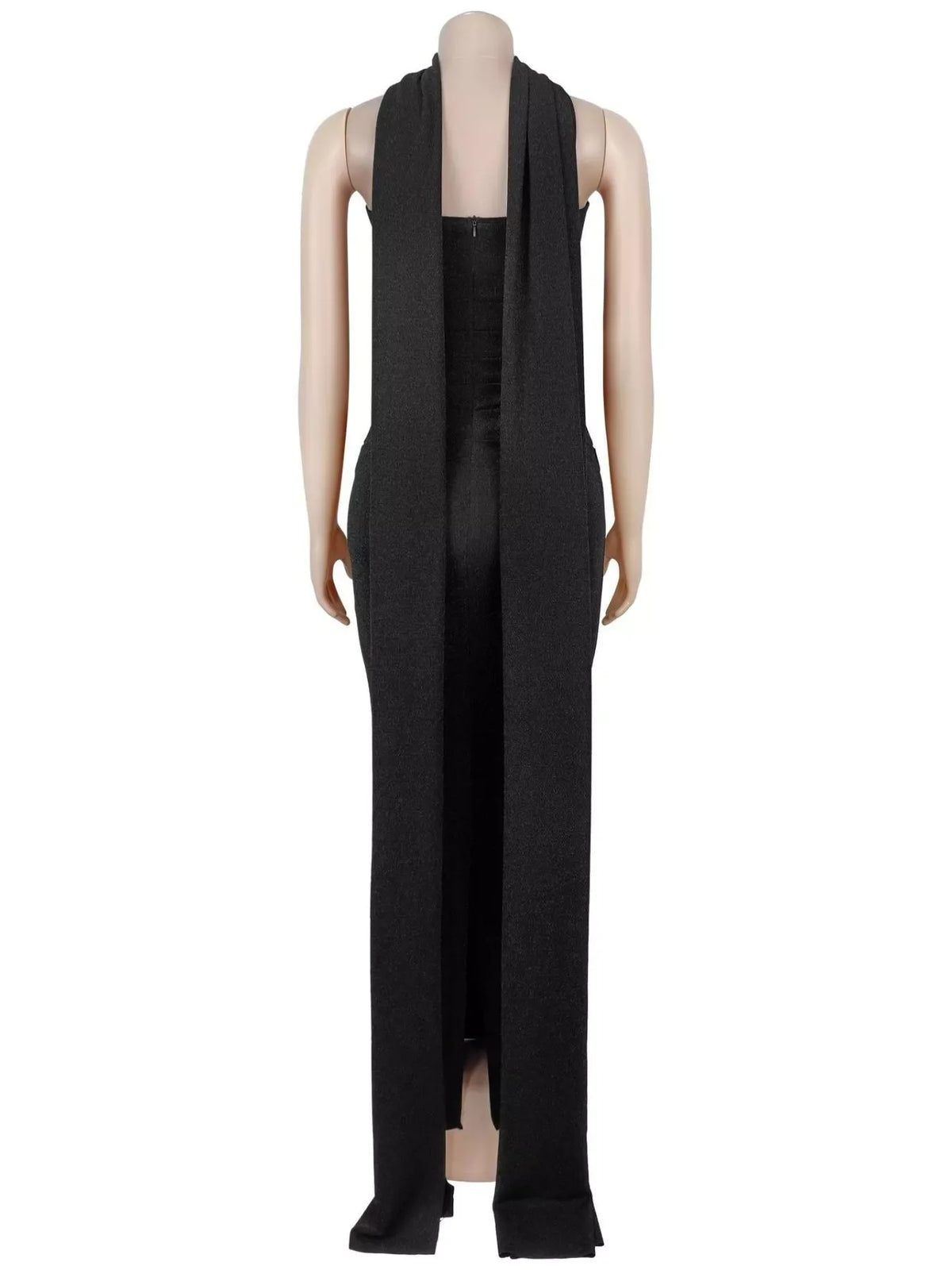 Slit Glitter Tube Maxi Dress with Scarf