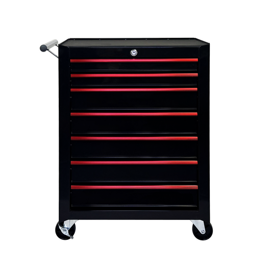 Rolling Metal Tool Chest with 7 Drawers - Black