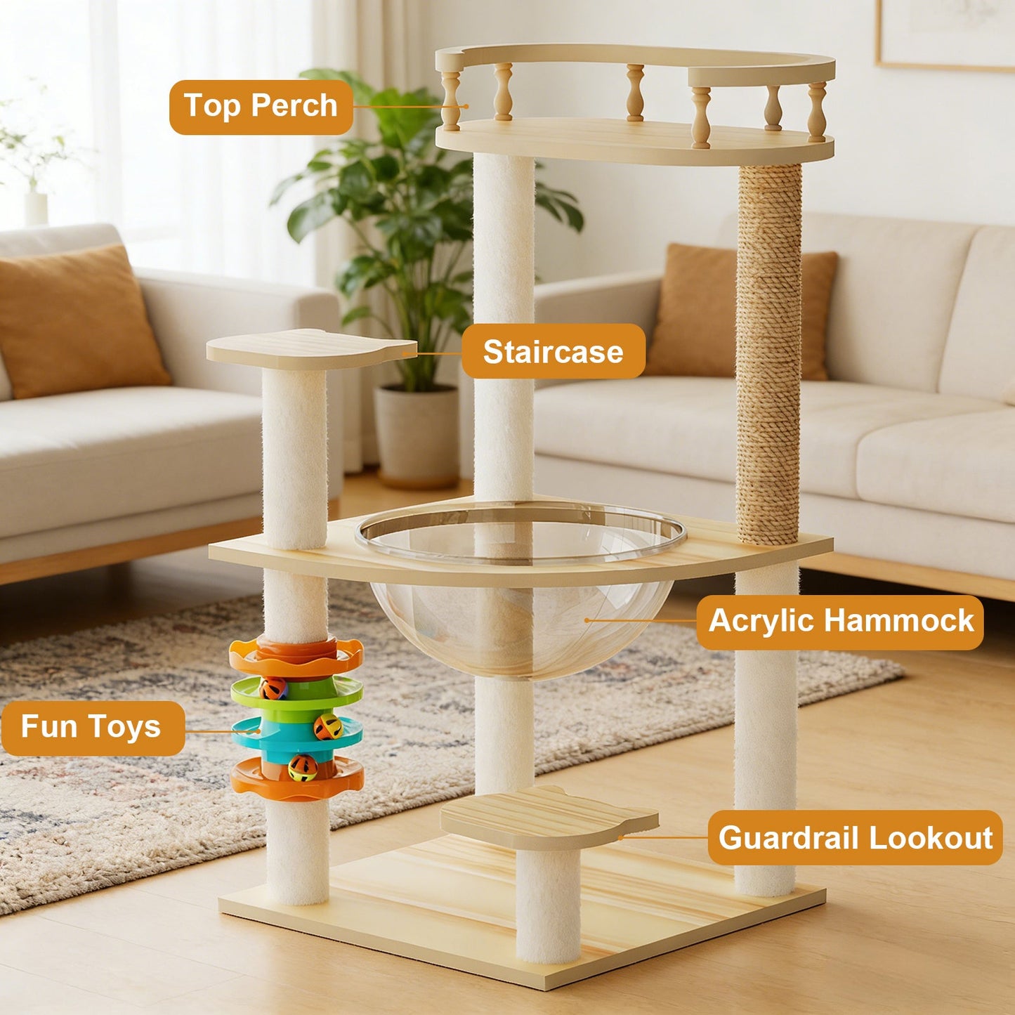 32.2" Modern Cat Tower for Indoor Cats