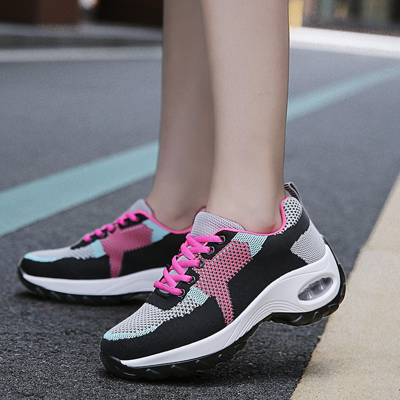 Lightweight Soft-soled Rocking Shoes With A Flyknit Mesh Upper And Air Cushion
