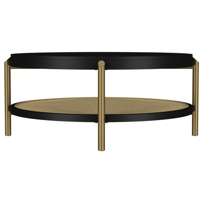 Arini Round Coffee Table With Storage Shelf Black