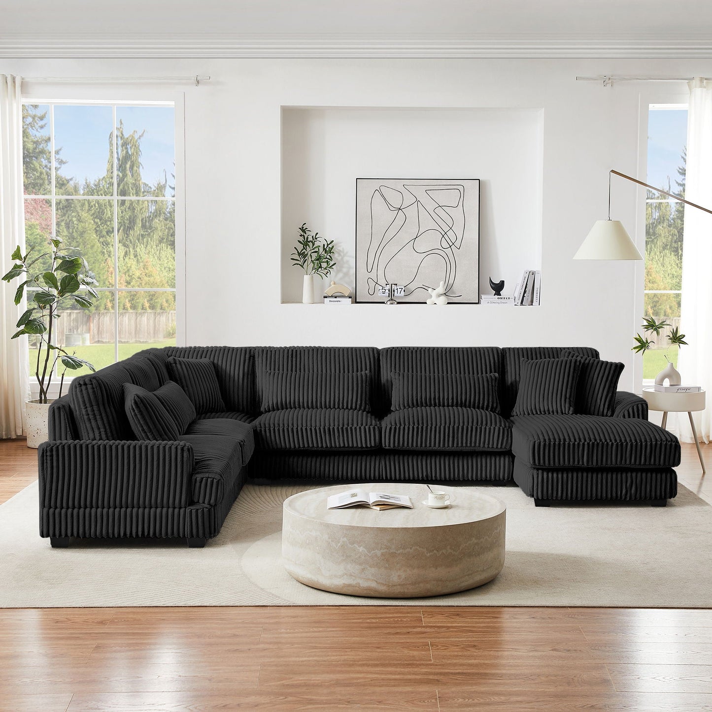 Oversized Sectional Sofa U - Shaped Sofa Couch Modern Sofa Upholstered In Soft With A Chaise Lounge For Living Room