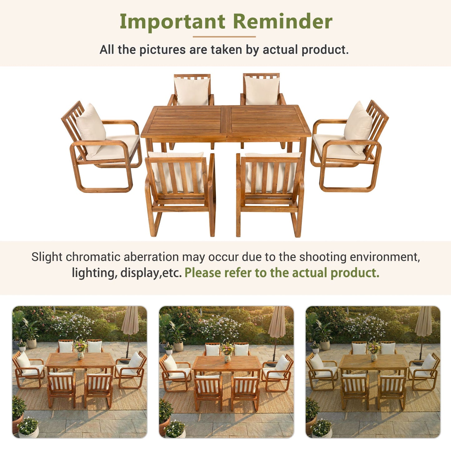 7 Piece Outdoor Patio Dining Set With Removable Cushions