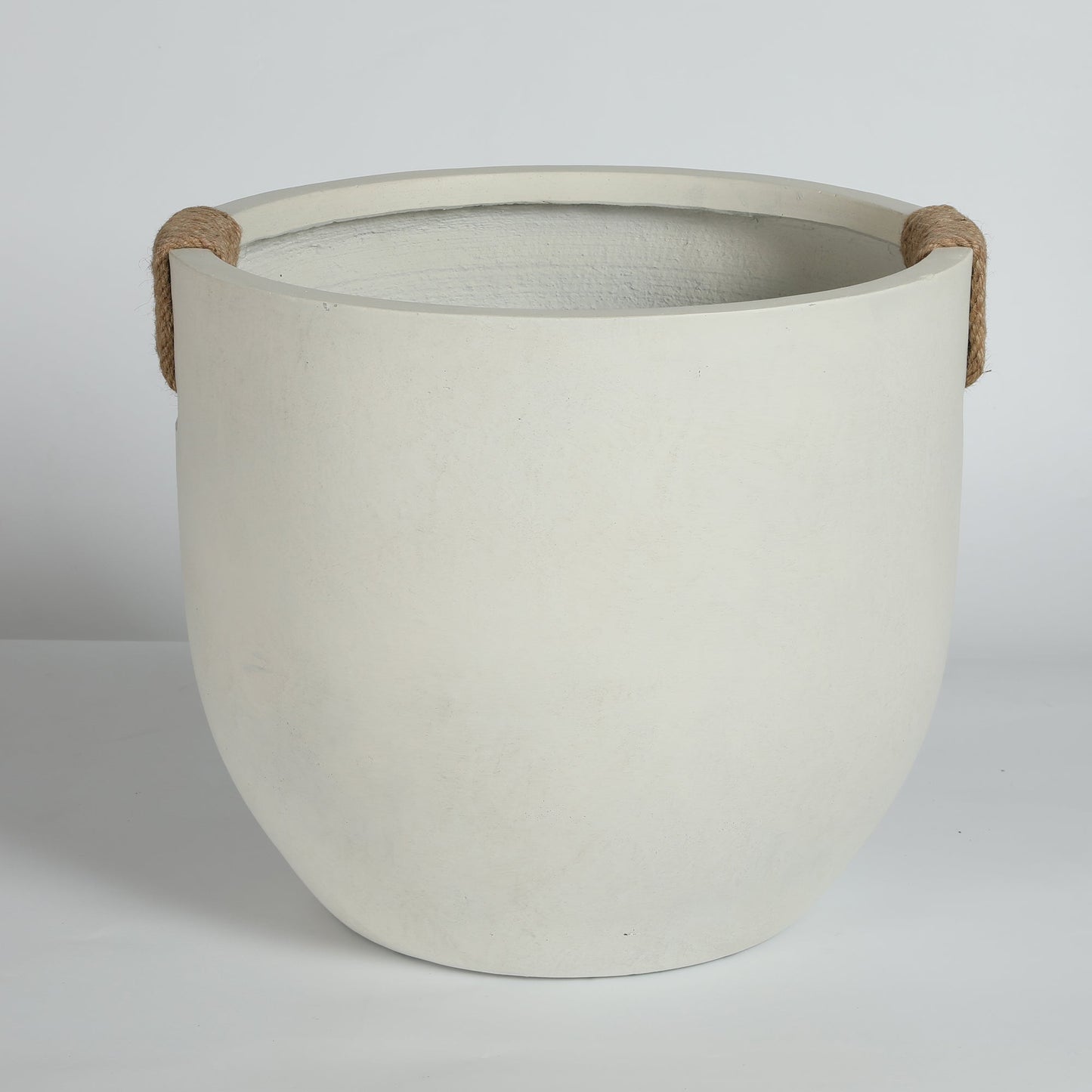 Round Concrete Planter Set of 2, Large Handmade Off White Pots