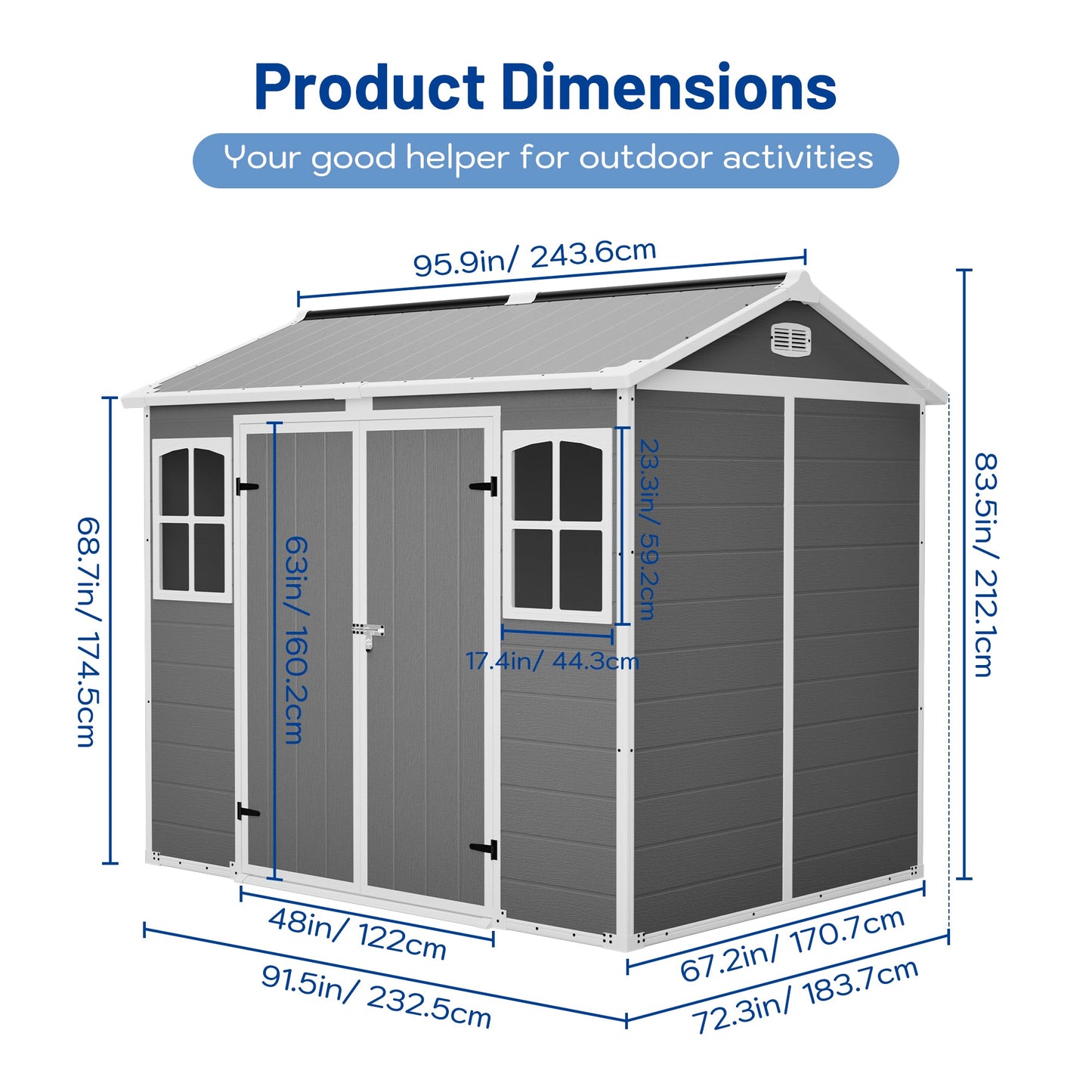 Plastic Utility Shed 8x6 ft with Floor – Lockable Storage Shed