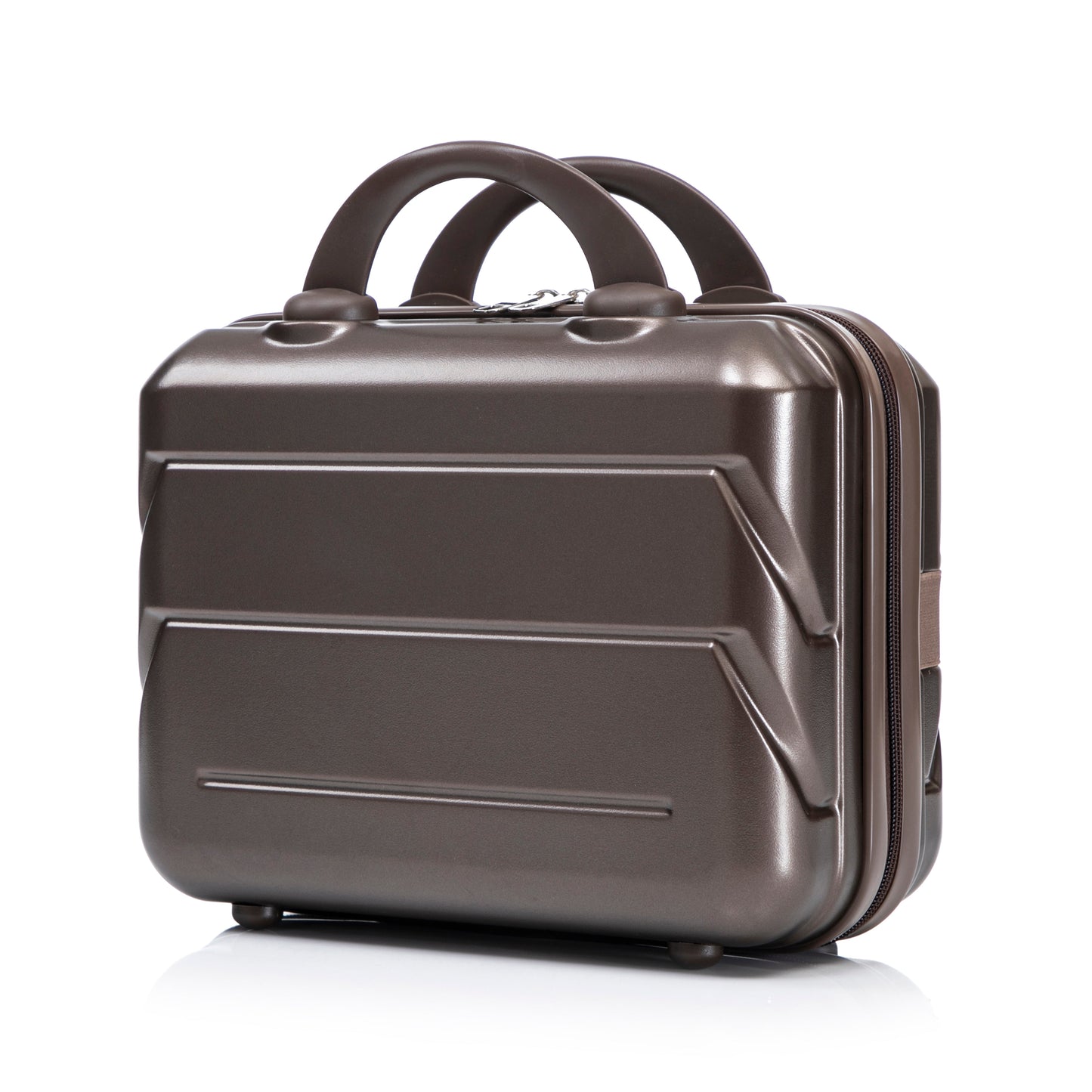14"/20" 2-Piece ABS Spinner Wheel Luggage Set with Combination Lock and Cosmetic Case (Brown)