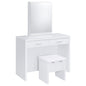 Bunbury Makeup Vanity Table Set Storage Mirror and Stool White