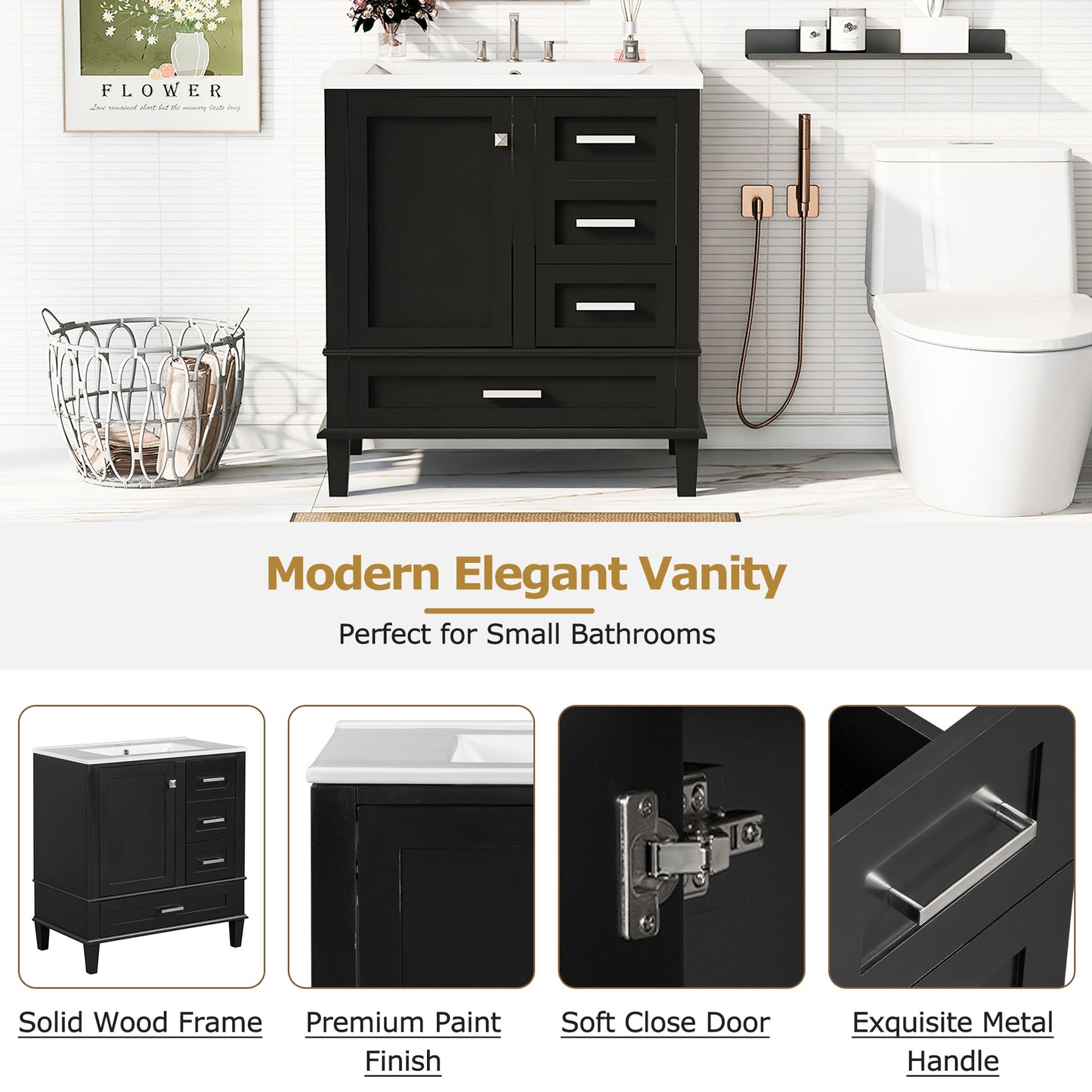 30" Bathroom Vanity with Sink Combo Set