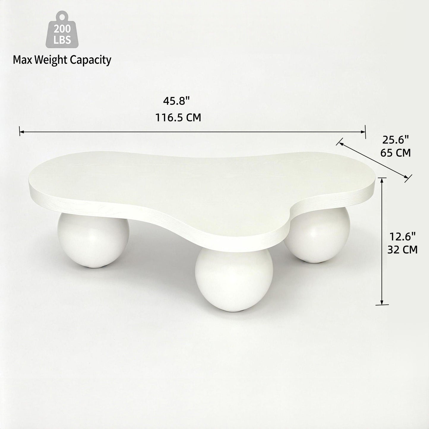 Cloud Shaped Coffee Table With 3 Ball Legs For Living Room