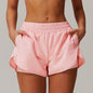 Zechuang Flap Pocket Pants Nude Quick-Drying Yoga Shorts Fake Two-Piece Sports Hip-Lifting Shorts Running Fitness Yoga Pants 4001