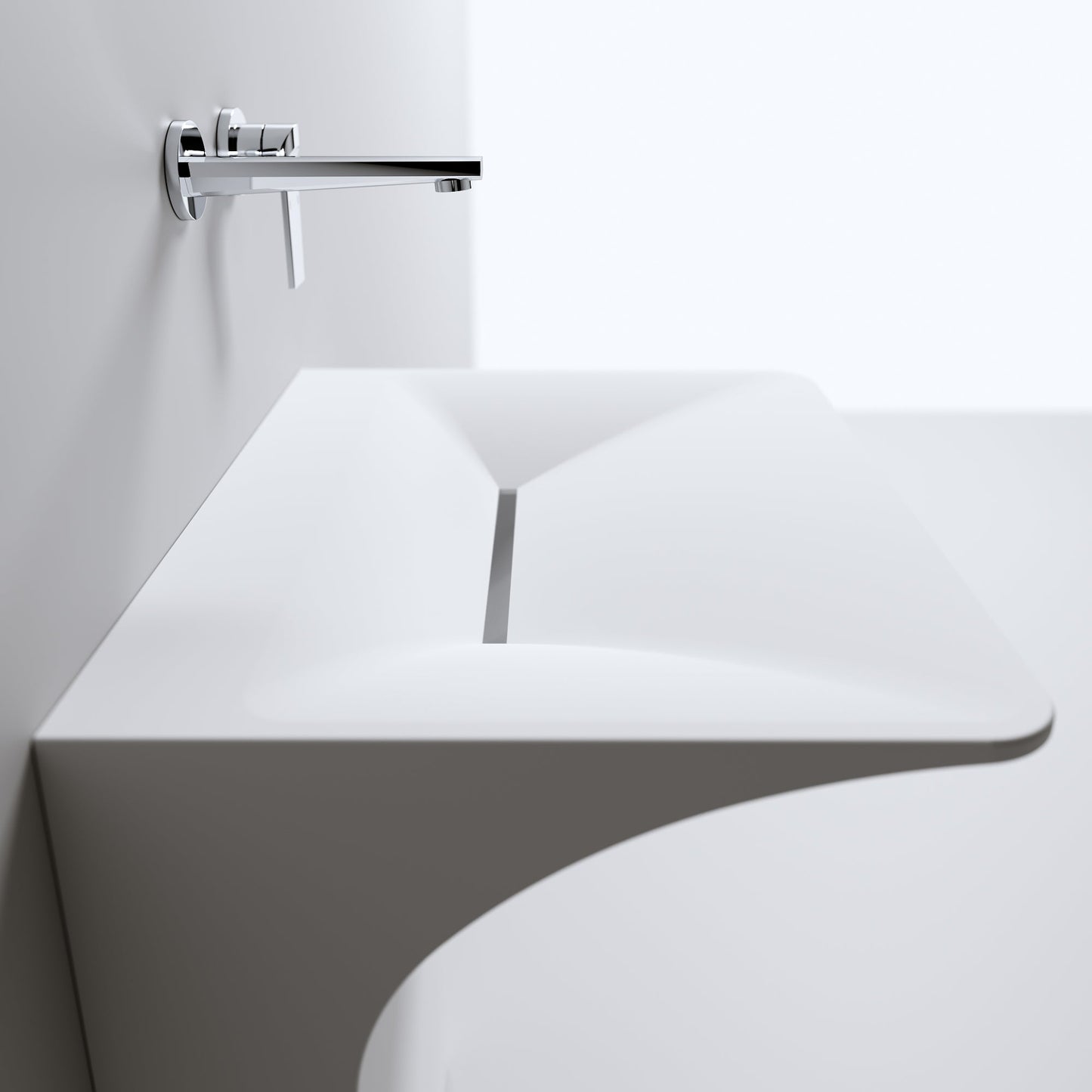 Modern Wall-Mounted Solid Surface Pedestal Sink