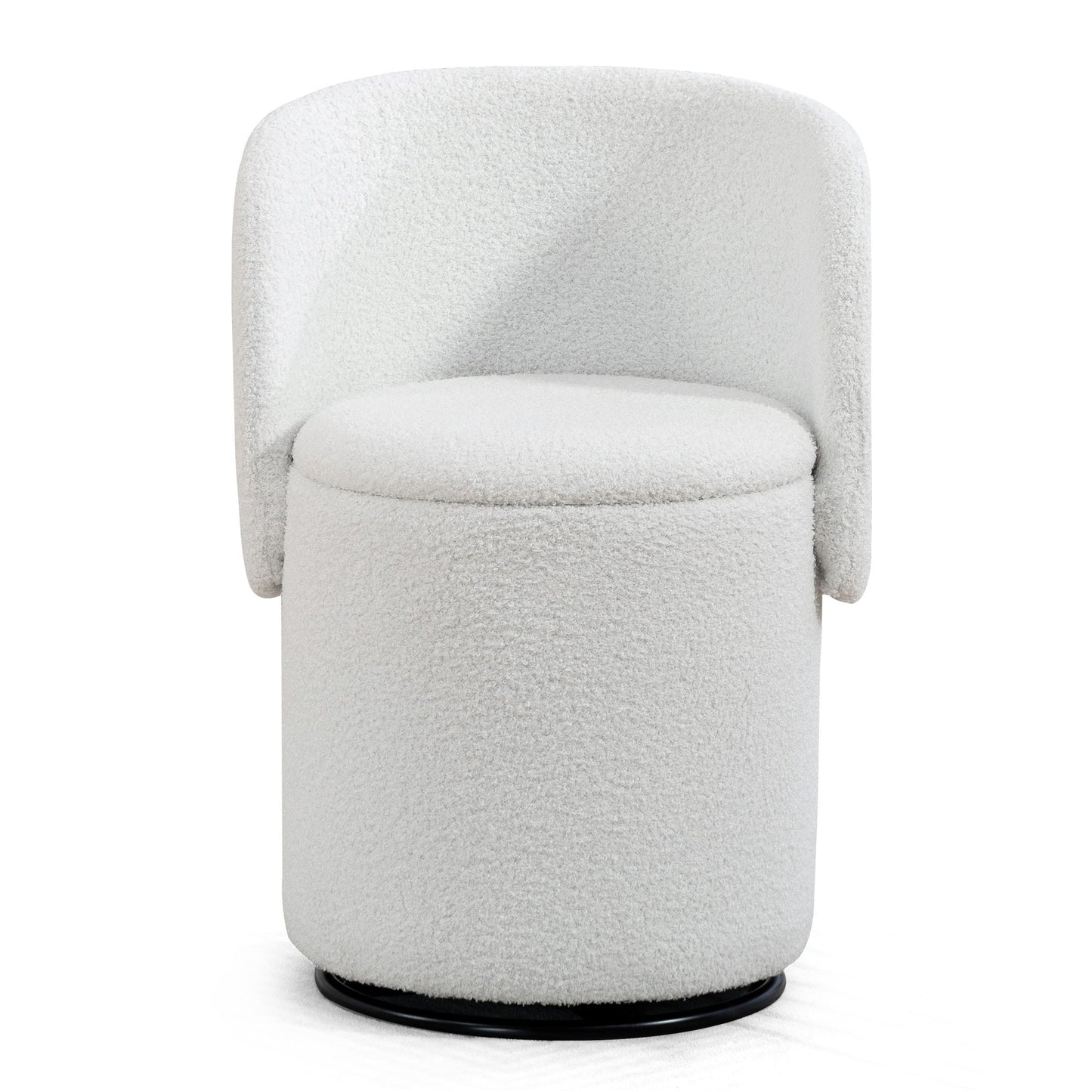 Barrel Chair & Built In Storage, 360° Swivel - Beige