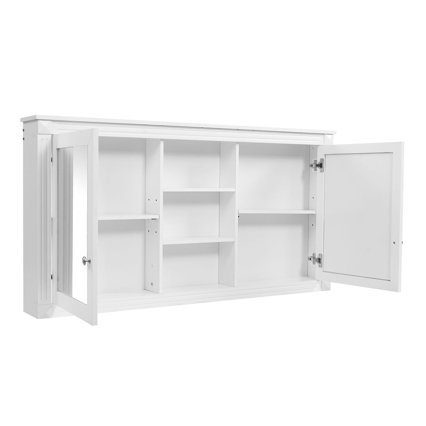 Modern Wall-Mount 2 In 1 Mirror Cabinet With Adjustable Shelves, Soft-Closing Hinges