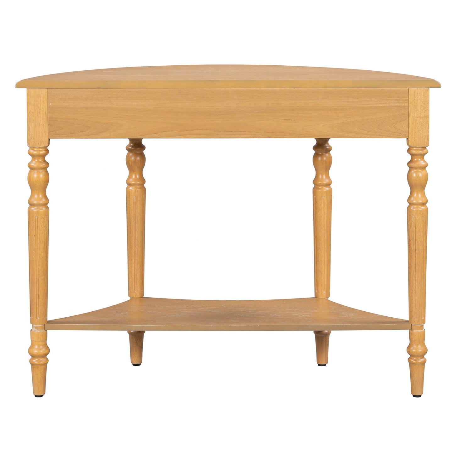 TREXM Farmhouse Half Moon Console Table with Drawer & Shelf