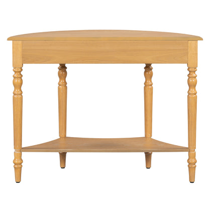 TREXM Farmhouse Half Moon Console Table with Drawer & Shelf
