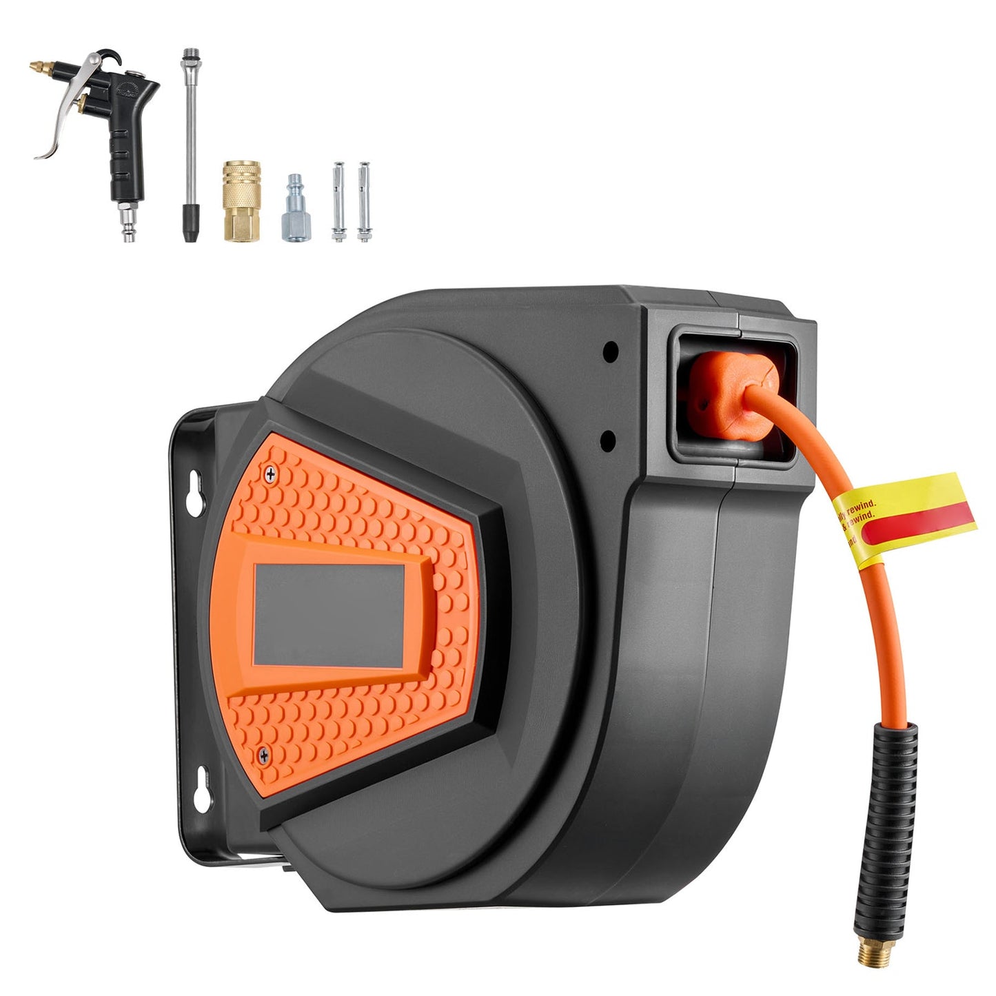 Retractable Air Hose Reel, 1/4 Inch x 50 FT Hybrid Air Hose Max 300PSI