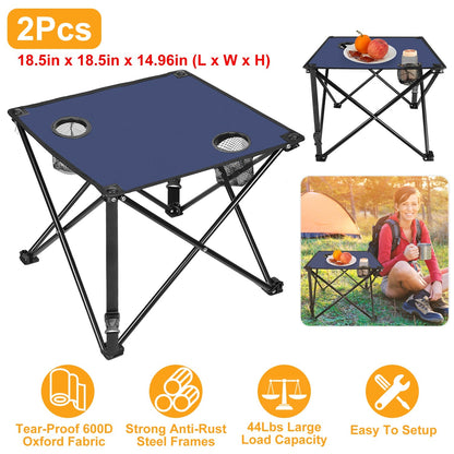 Portable Folding Camping Table with Cup Holders & Carry Bag