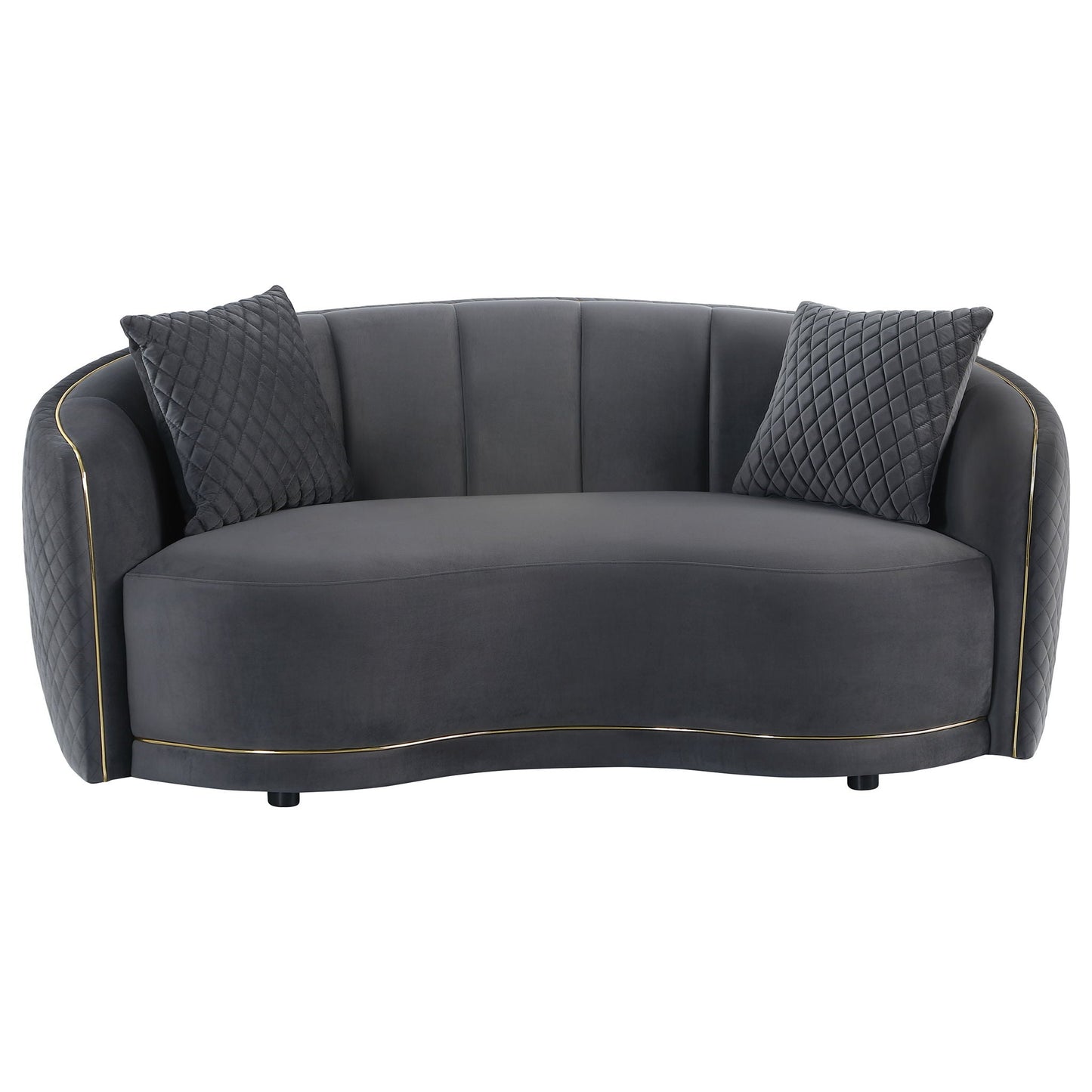Lorraine - Upholstered Curved Loveseat - Dark Gray