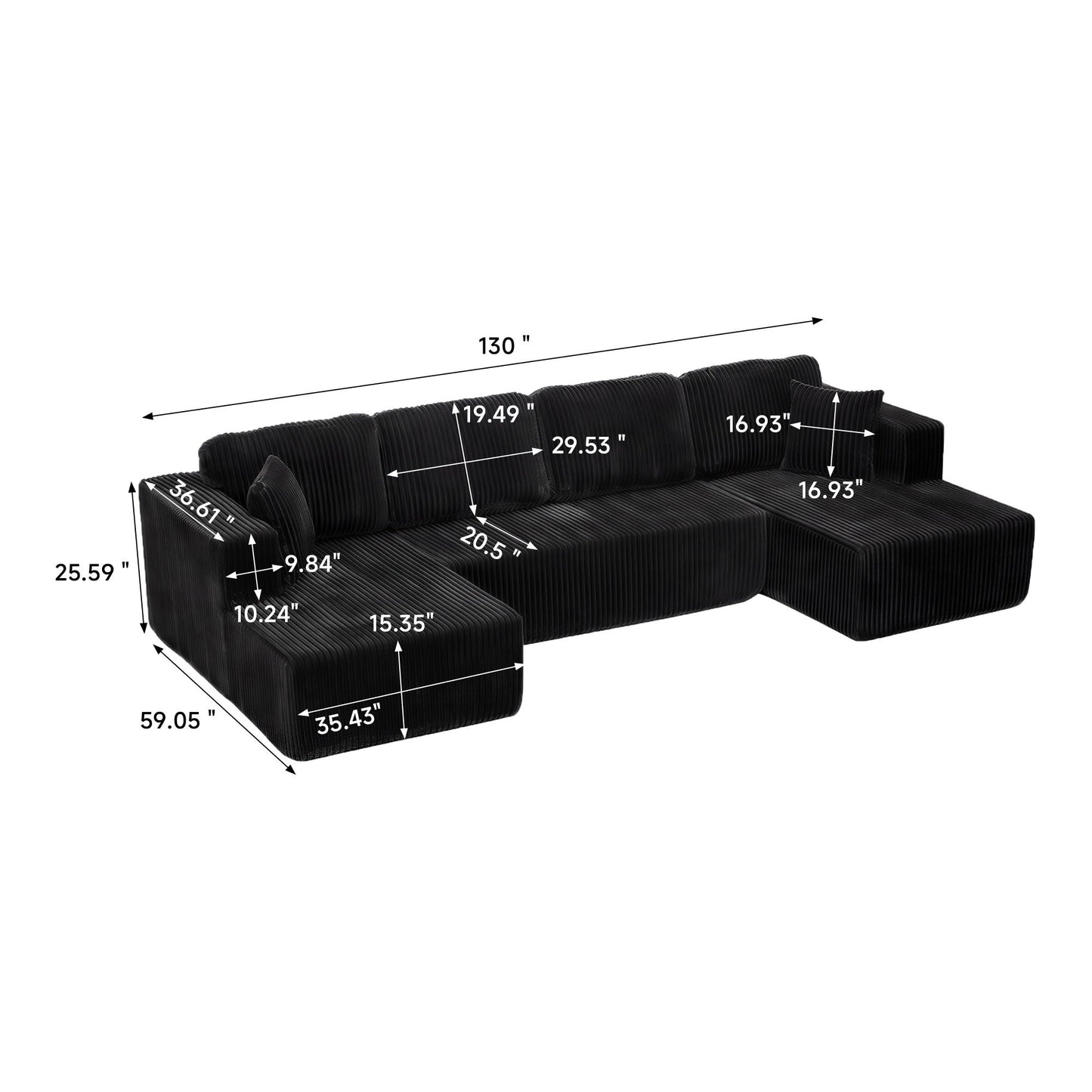 U-Shape Modular Sectional Sofa For Living Room