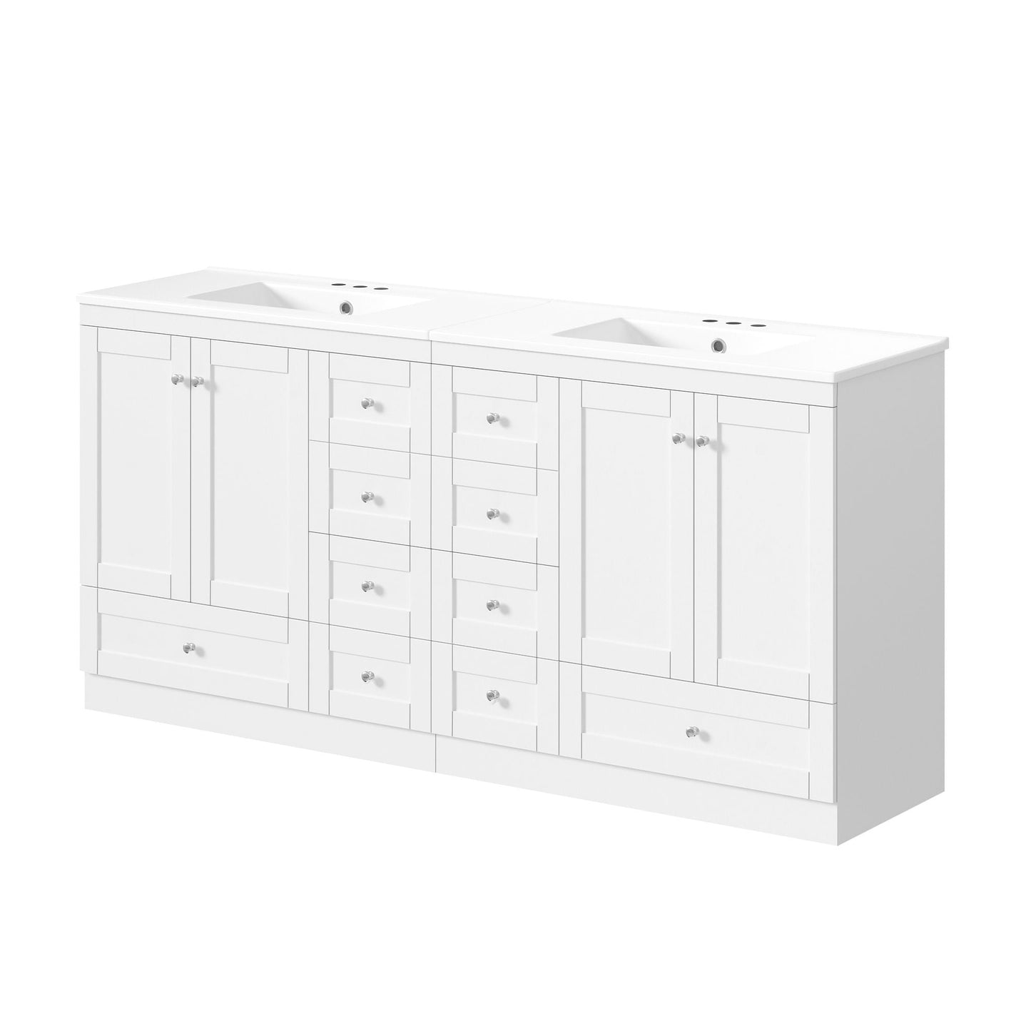 Shaker Free Standing Bathroom Vanity Cabinet & Sink, Soft Close Drawers, Soft Close Doors
