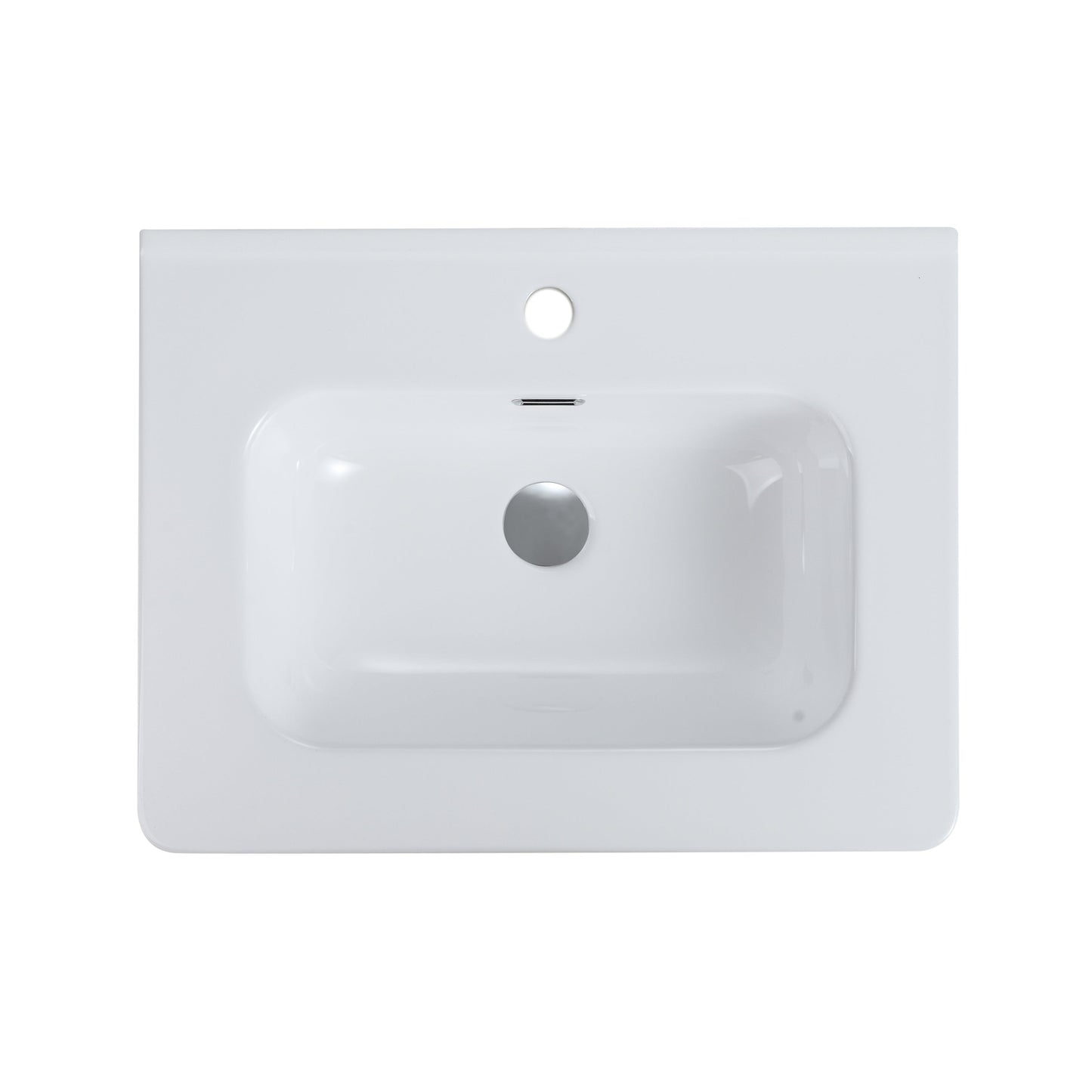Glossy White Ceramic Integrated Sink