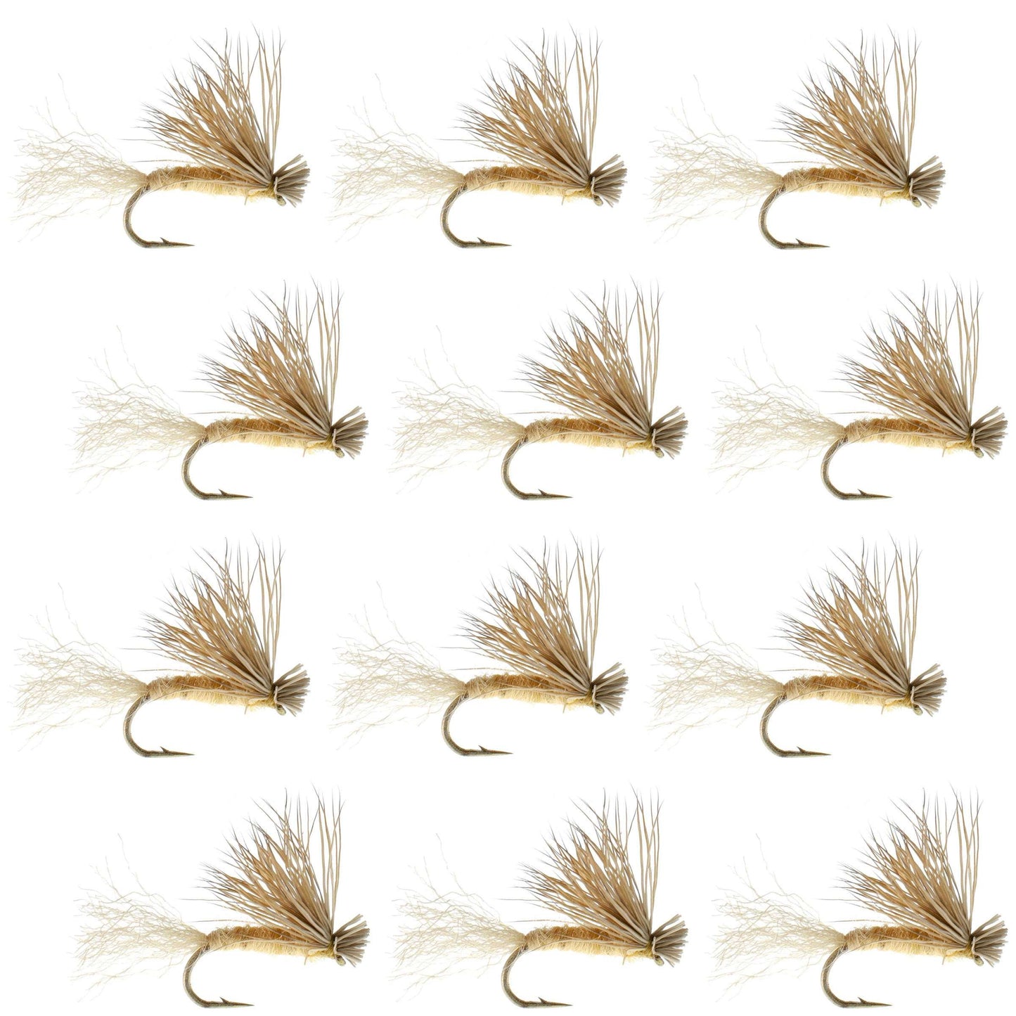 Barbless Tan X Caddis Emerging Caddis Adult Fly - 12 Flies Size 16