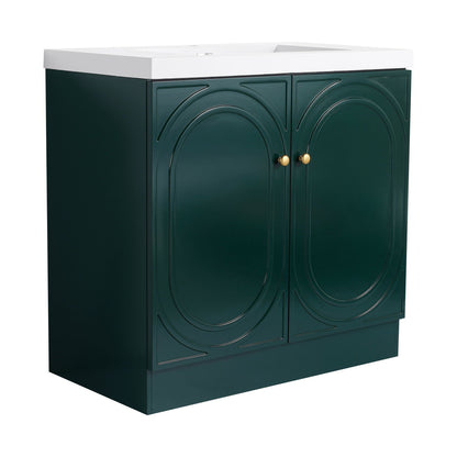 Contemporary Freestanding Bathroom Vanity With Resin Sink & Soft-Close Cabinet Doors