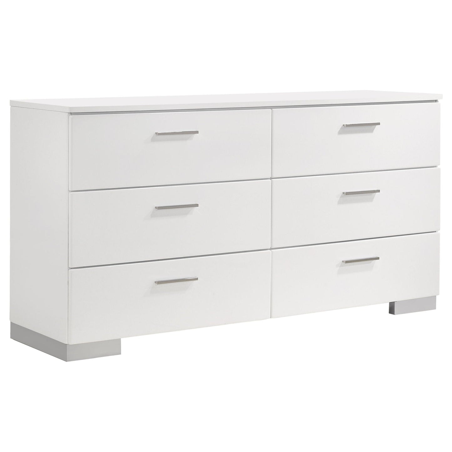 August - 6 Piece Queen Panel Bedroom Set With LED Lighting - White