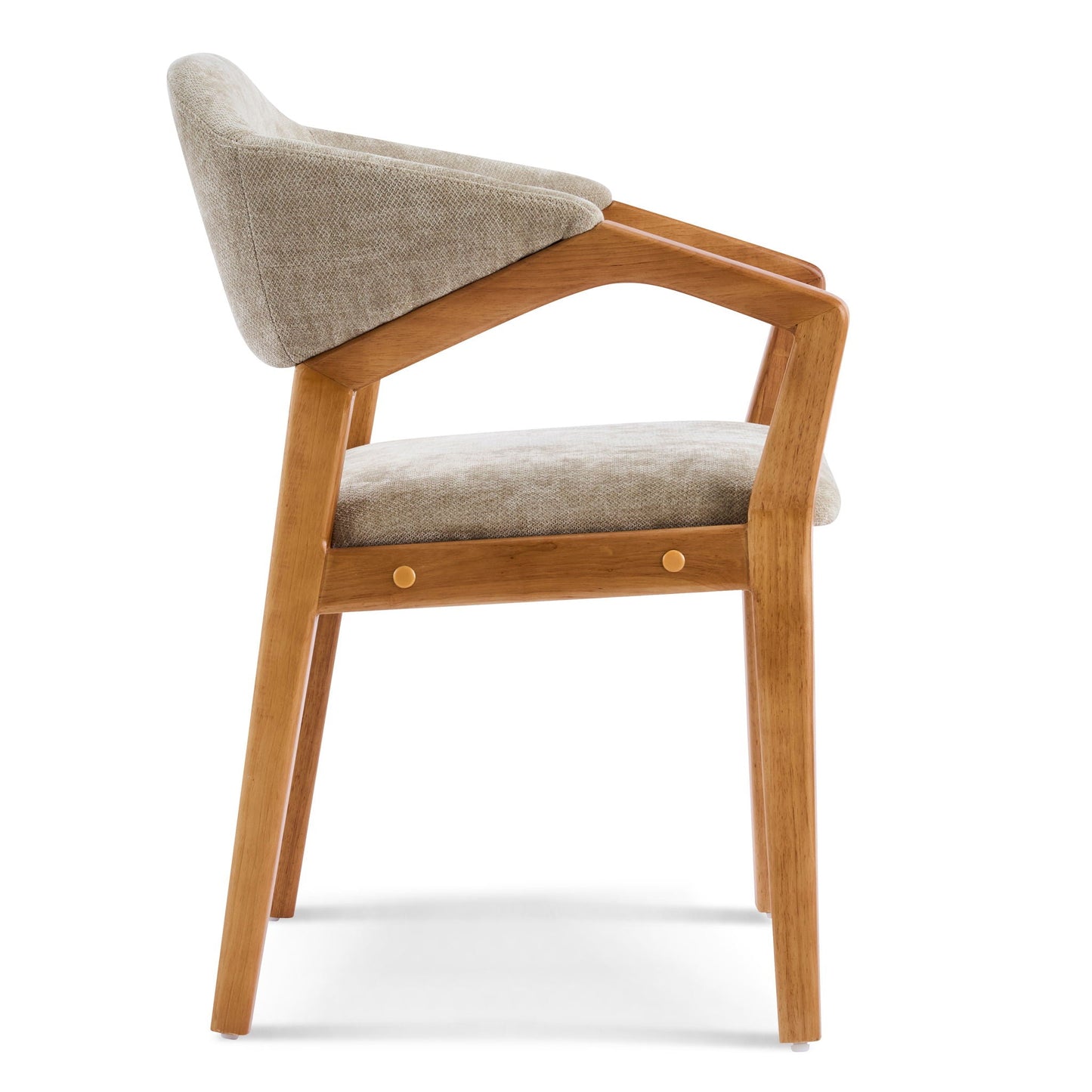 Indoor Upholstered Dining Chair Set of 2 - Oatmeal / Teak