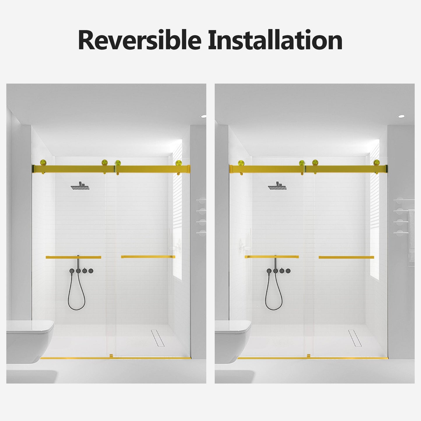 56-60 Inch Width by 76 Inch Height Frameless Double Sliding Soft-Close Shower Door