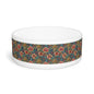 Crimson Blossoms on Teal Vintage Brocade Pattern - Pet Bowl