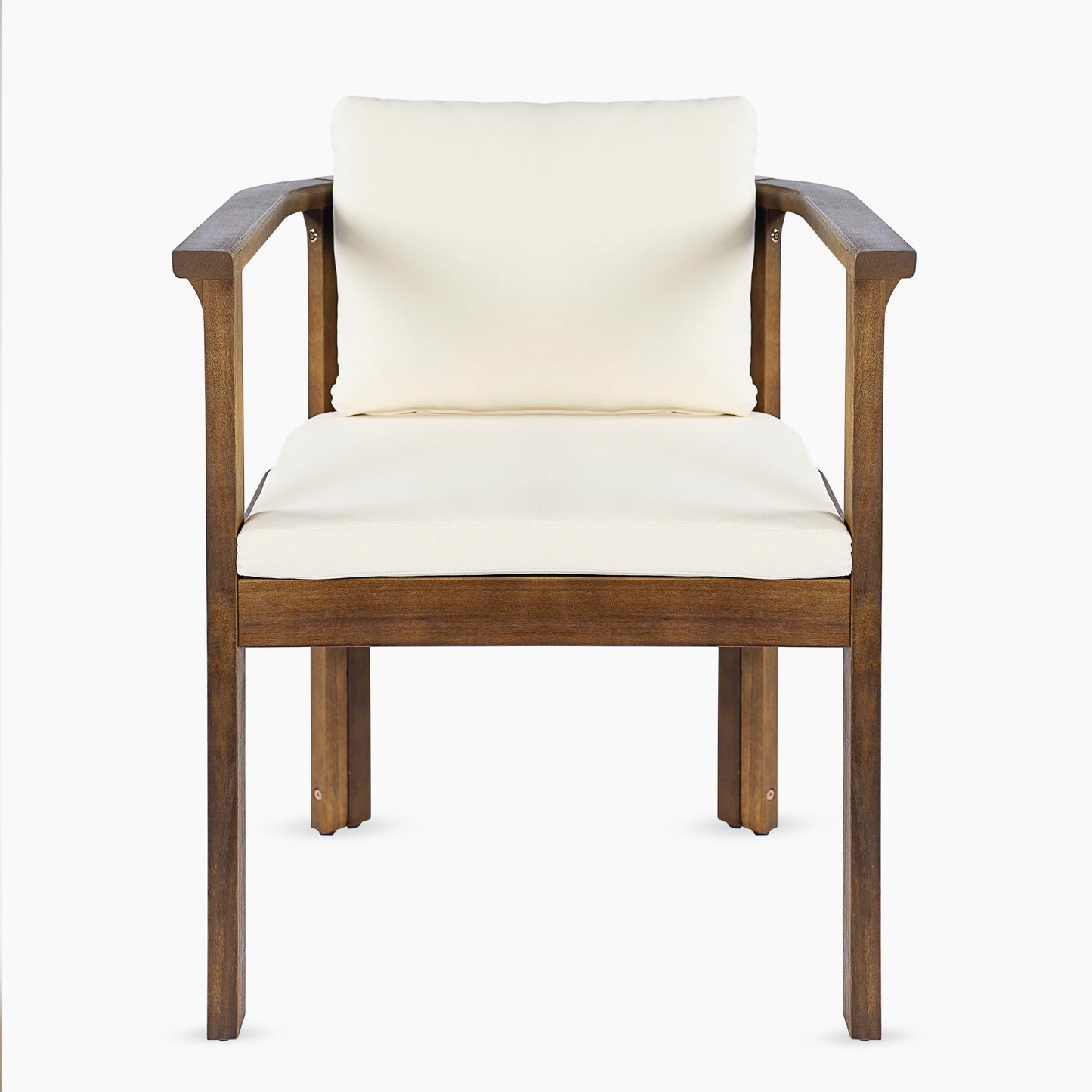 Outdoor Dining Chair Set of 2 with Curved Acacia Wood Arms