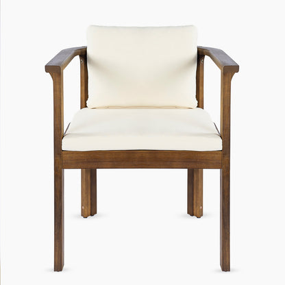 Outdoor Dining Chair Set of 2 with Curved Acacia Wood Arms