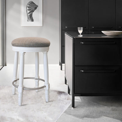 360° Swivel Wooden Barstools With Upholstered Seat, Counter Height (Set of 2)