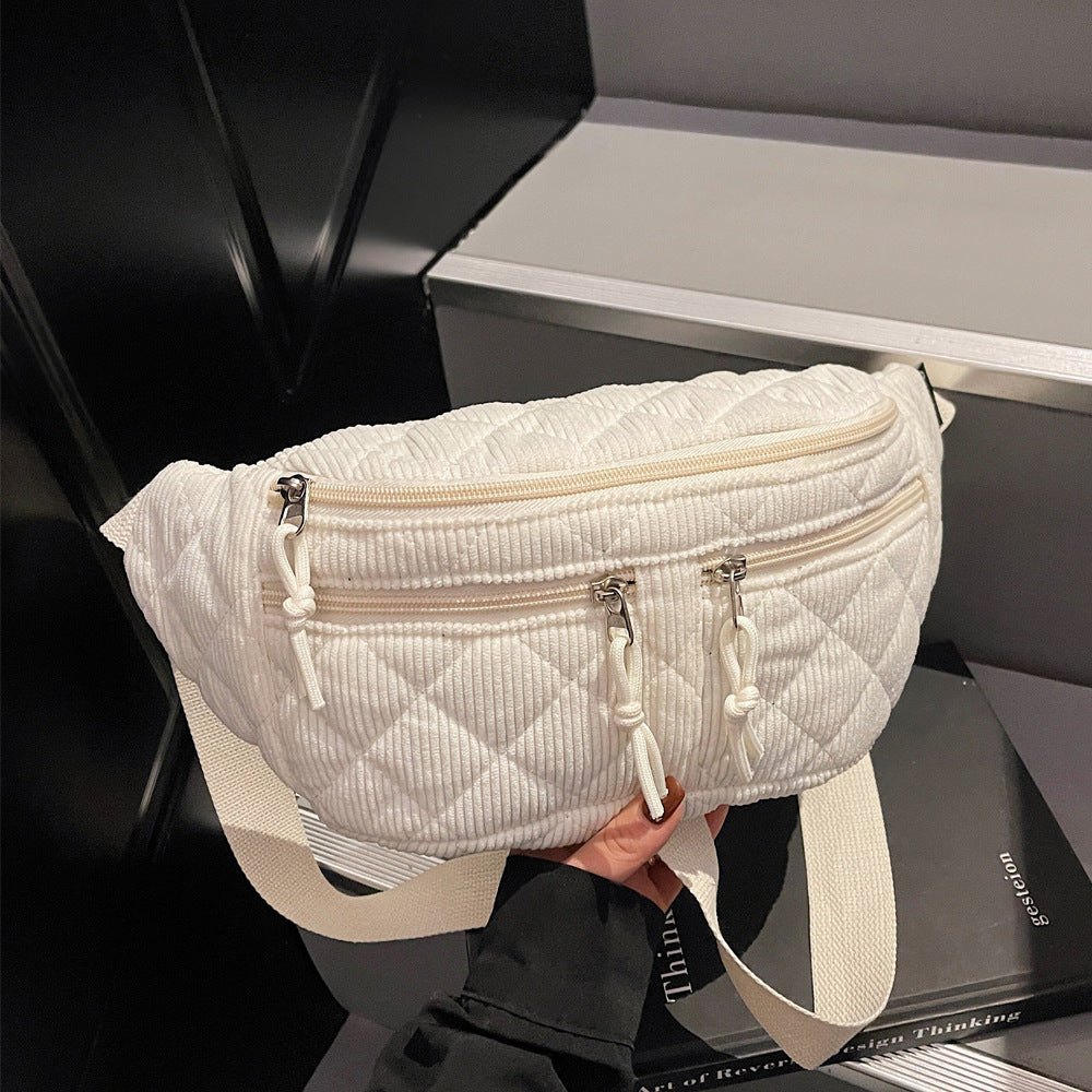 Solid-color Down Cotton Chest Bag Niche-design Shoulder And Crossbody Versatile And Easy To Match