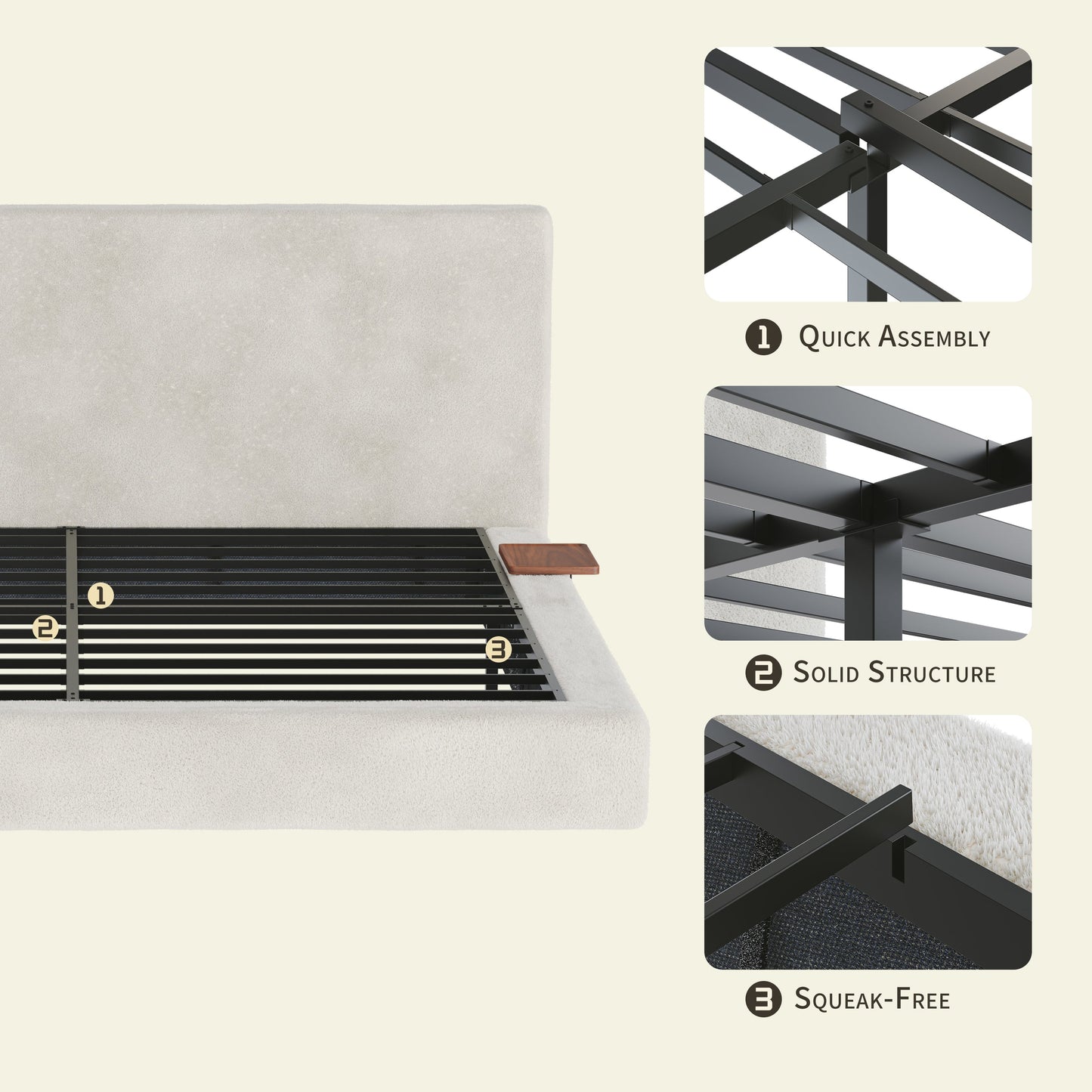 AirFrame King Bed Frame with Adjustable Sliding Side Table