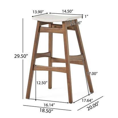 Mid Century Modern Bar Stool Set With Upholstered Seating