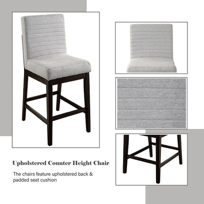 Edwyn - Counter Height Chair (Set of 2) - Gray Linen & Espresso