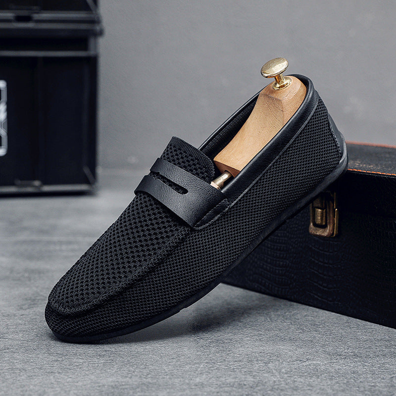 Mens Summer Flyknit Mesh Breathable Slip-On Casual Shoes