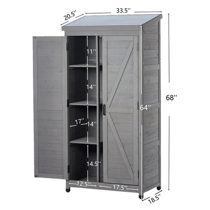 Outdoor Storage Shed With Vertical Tool Cabinet For Backyard