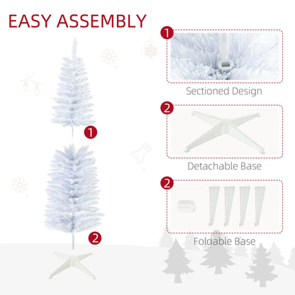 HOMCOM 5' Snow Flocked Artificial Pencil Christmas Tree