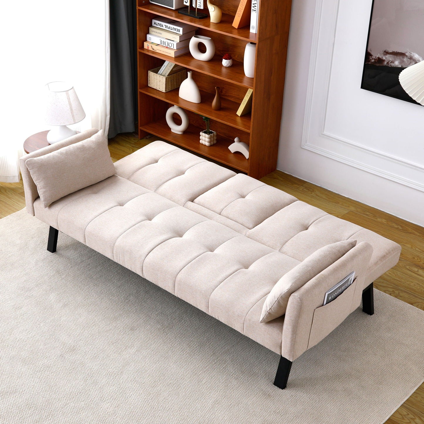 Sofa Bed With Foldable Design And Cup Holder