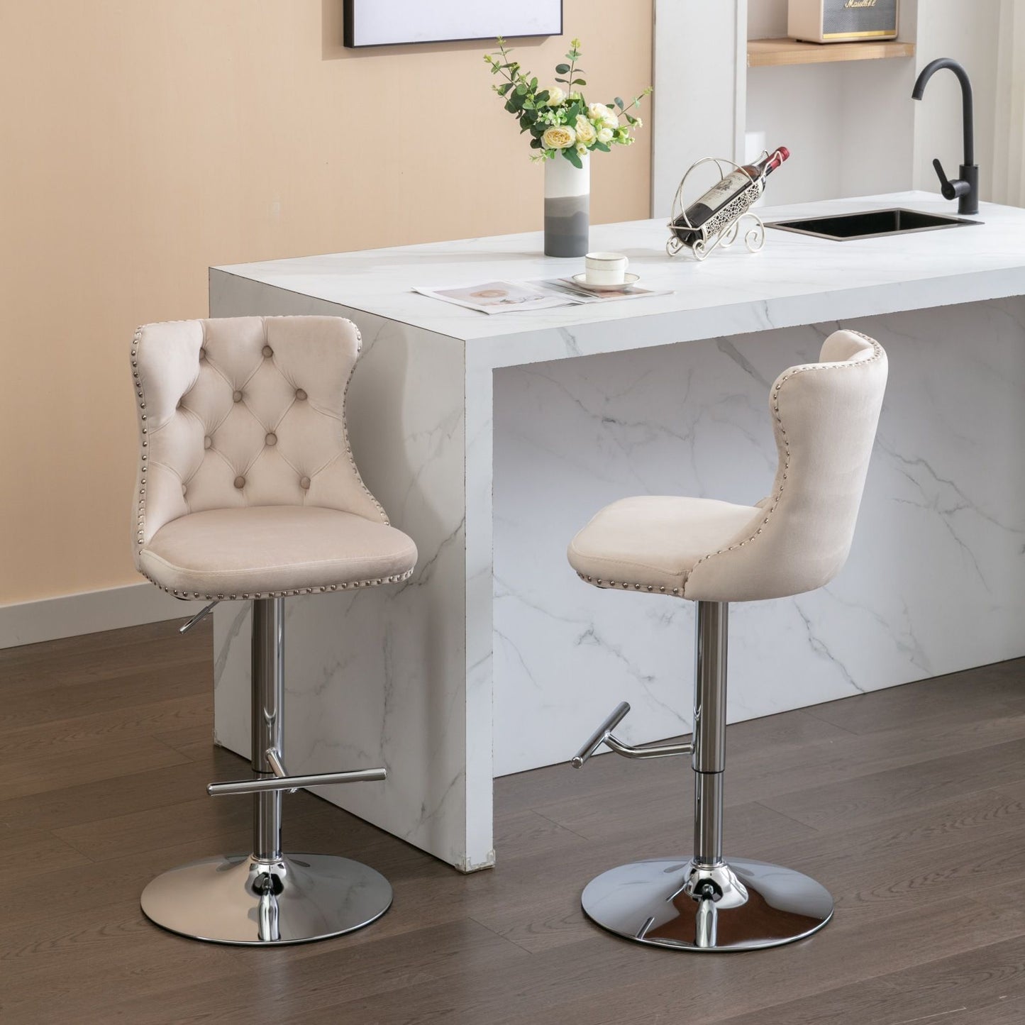 Swivel Adjustable Height Barstools Set of 2