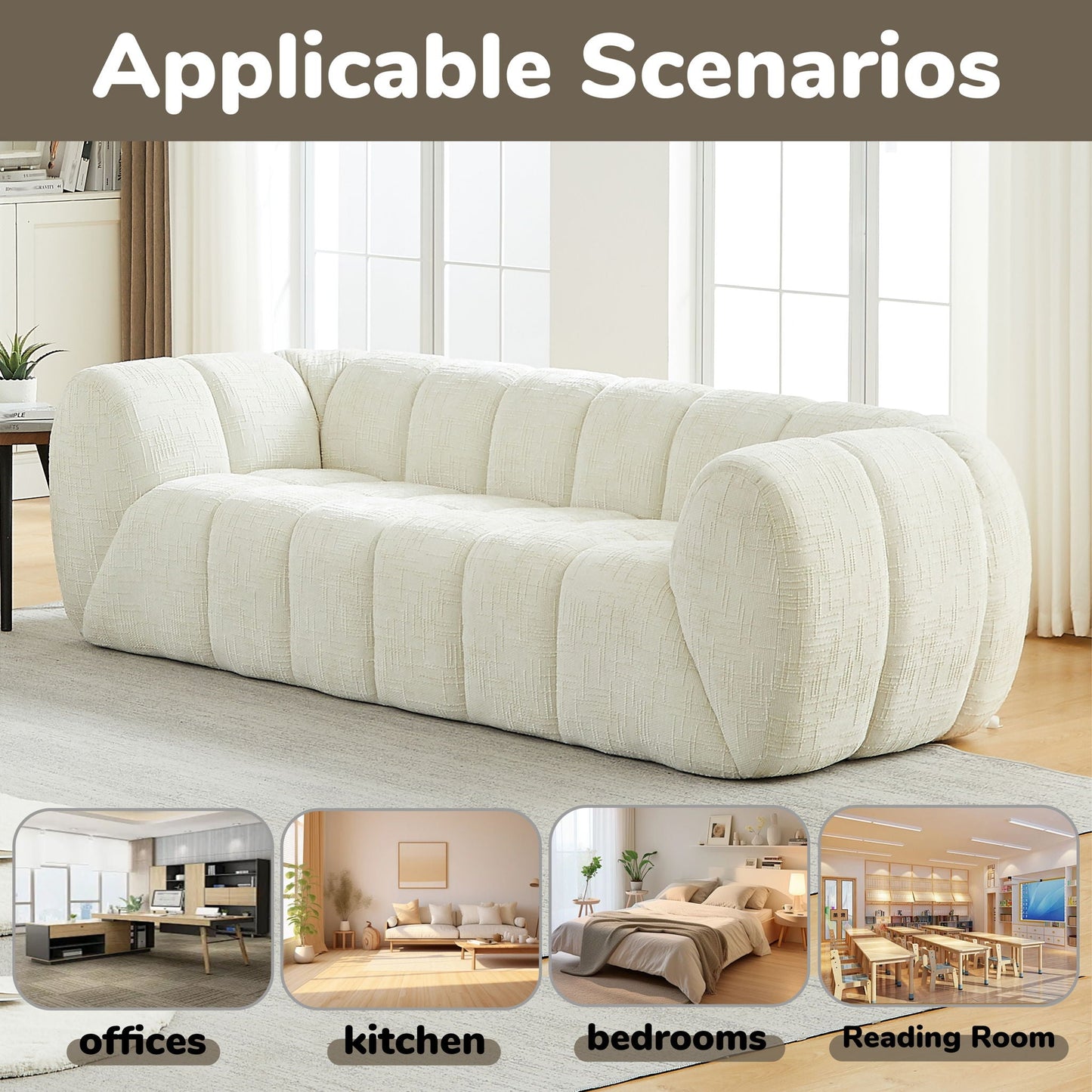 Modern Sofa With Piano Key Backrest