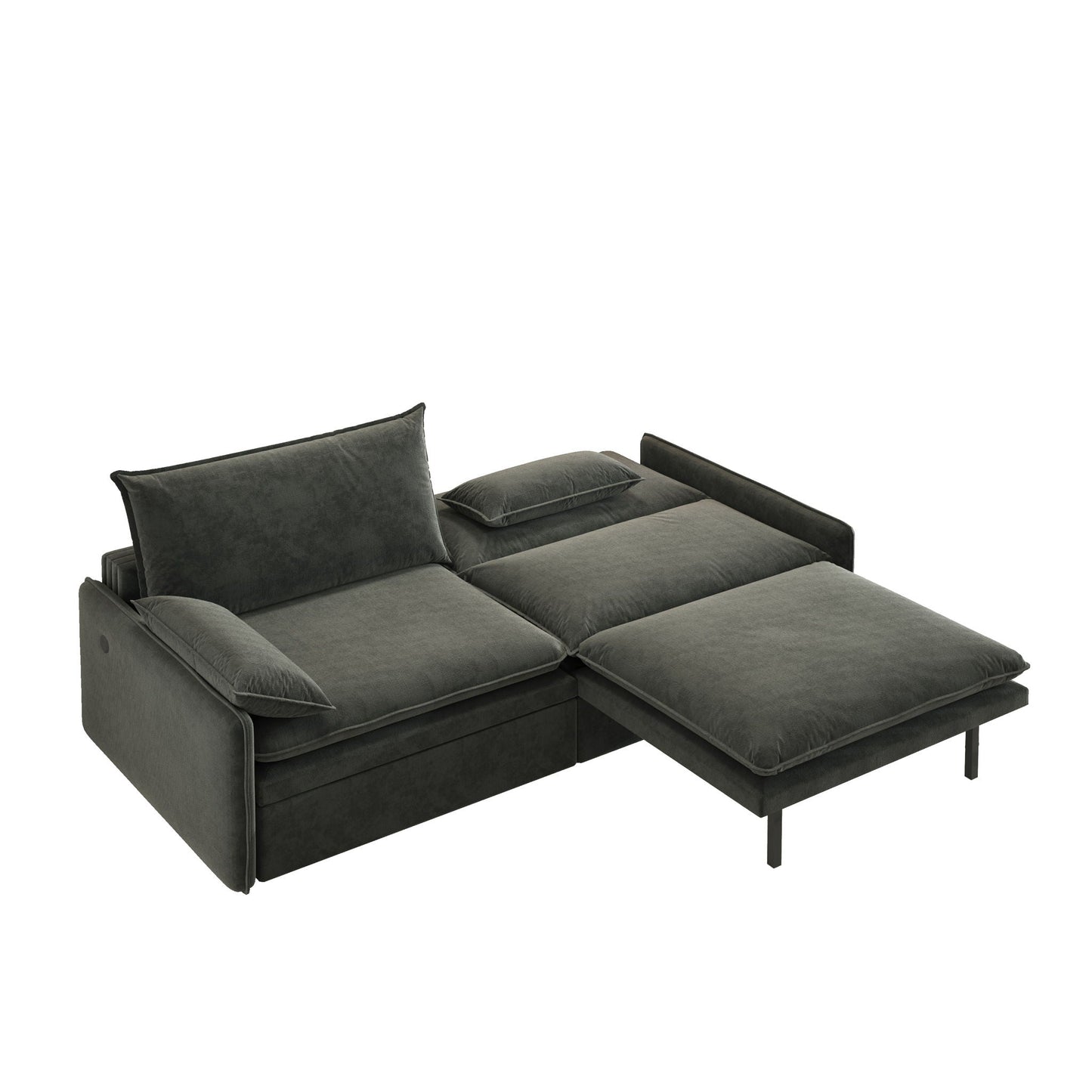 4 Seat Convertible Sleeper Sofa Bed, Modern With Storage
