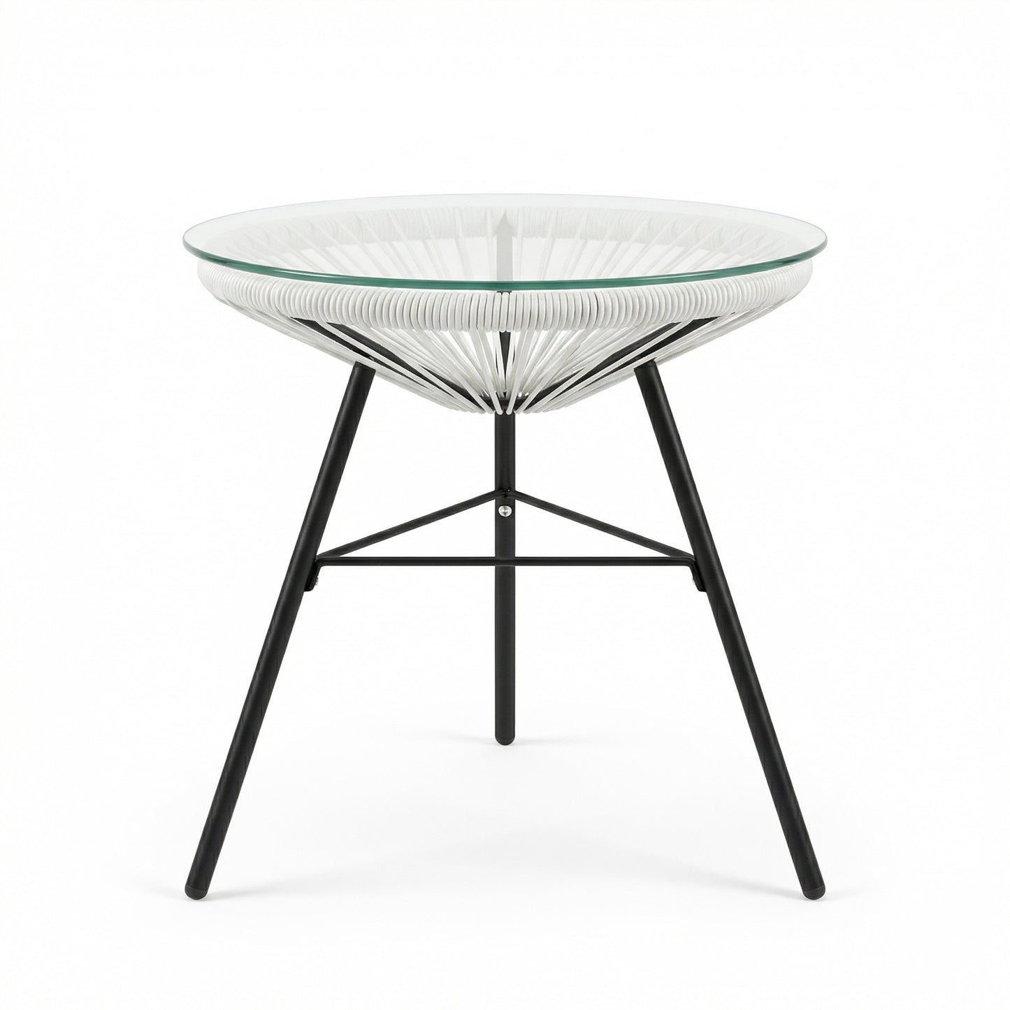 Nusa Outdoor Synthetic Wicker Glass-Top Side Table