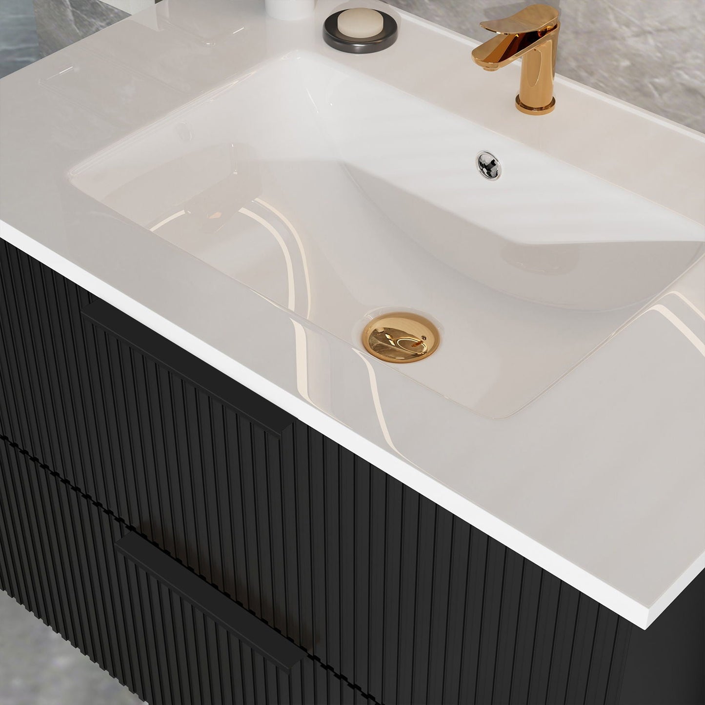 Modern Wall Mounted Floating Bathroom Vanity With Sink And Drawers
