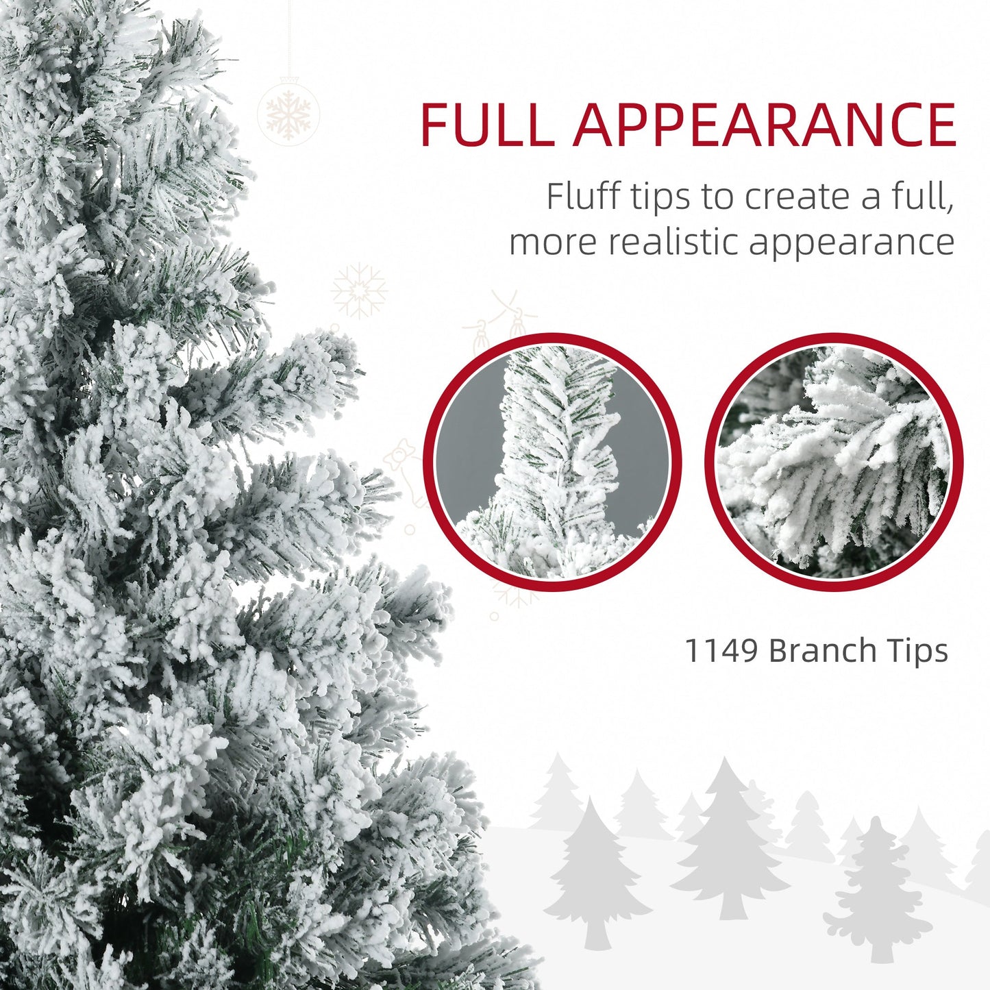 HOMCOM 7.5ft Tall Prelit Artificial Christmas Tree