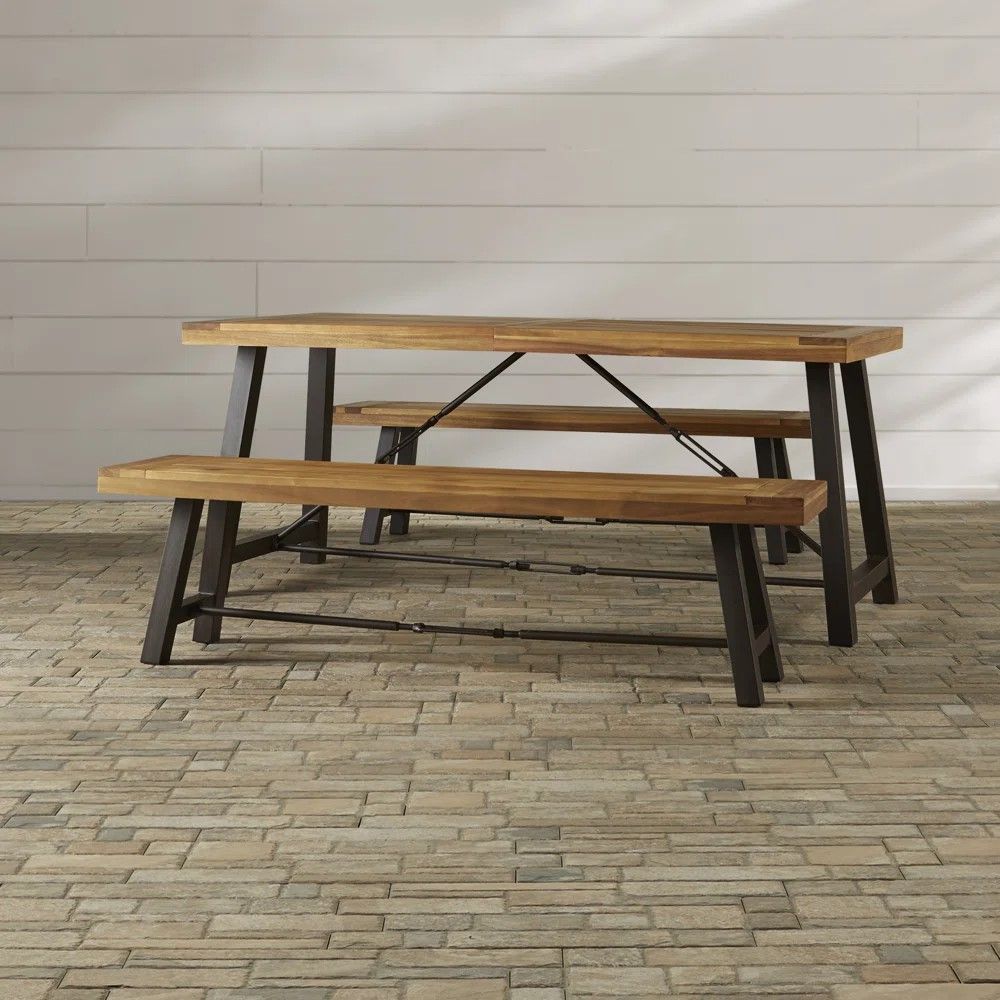 Catriona 3 Piece Wood Outdoor Dining Set - Teak